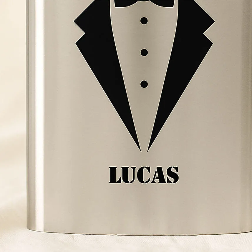 Gentlemen Personalised Silver Hip Flask