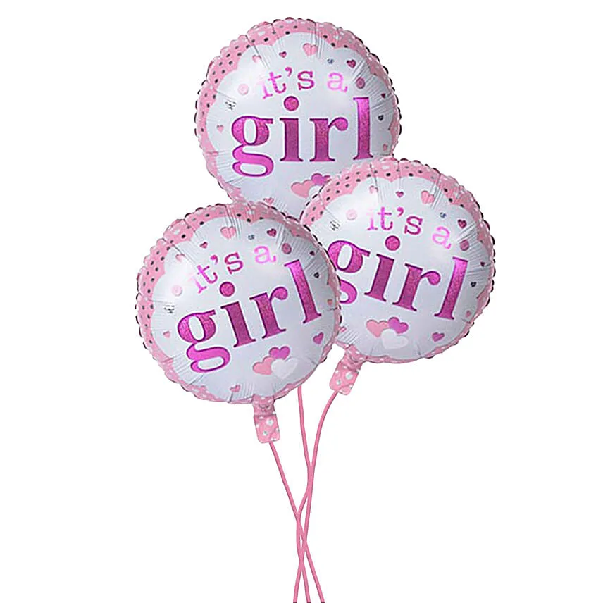 Tempting Chocolate Cake With It's Girl Balloons Set