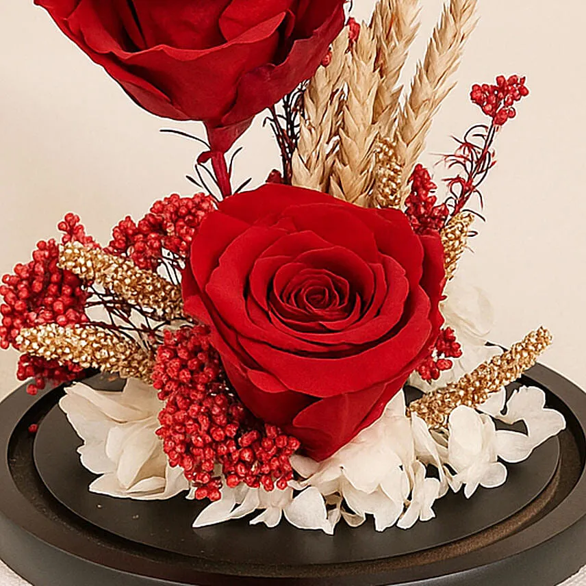 Dual Red Forever Roses in Dome