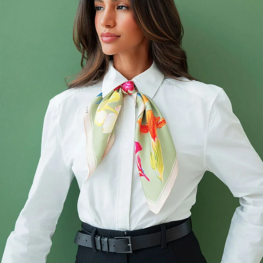 Lumena Maison UAE Botnicals Sage Green Silk Scarf