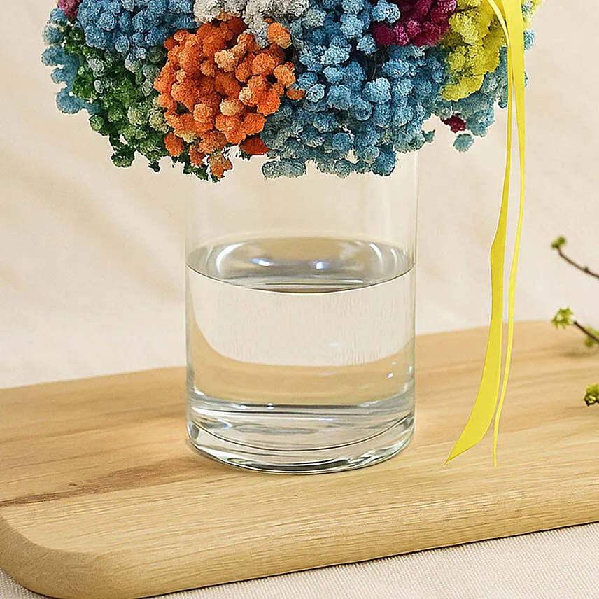 Colourful Baby Breath Cylindrical Vase