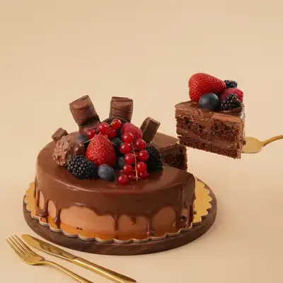 Chocolate Drip Cake With Berries - 500 Grams