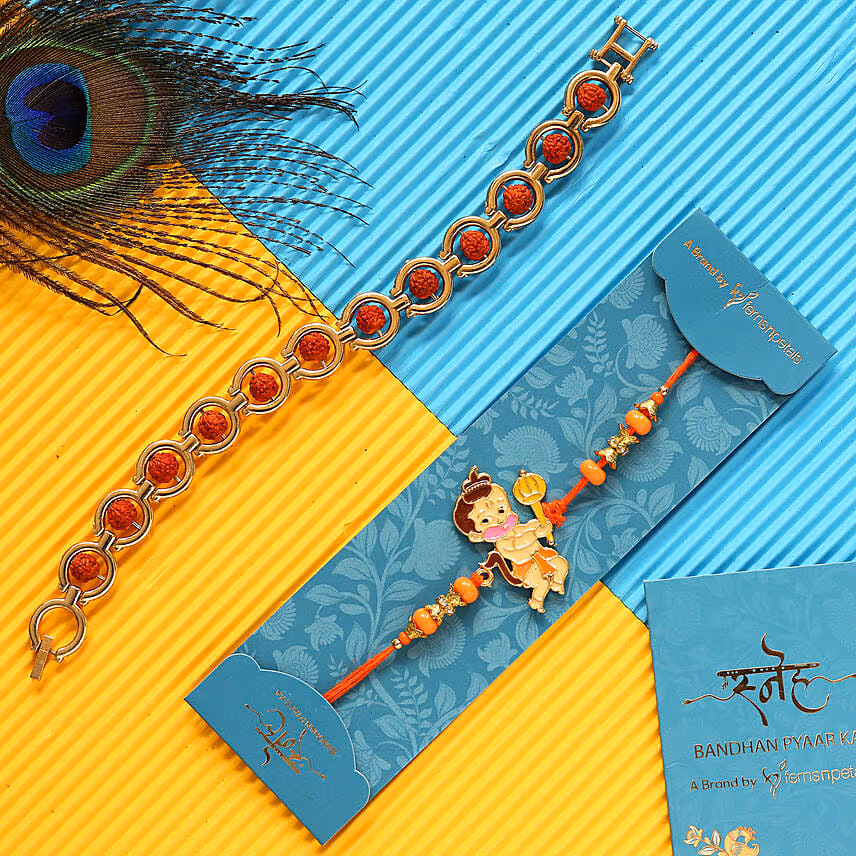 Bal Hanuman Kids Rakhi & Rudraksha Bracelet Rakhi