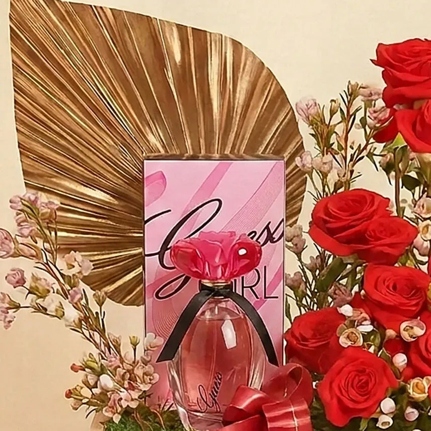Burberry Touch Perfume and Red Roses Valentineâ€™s Gift Basket