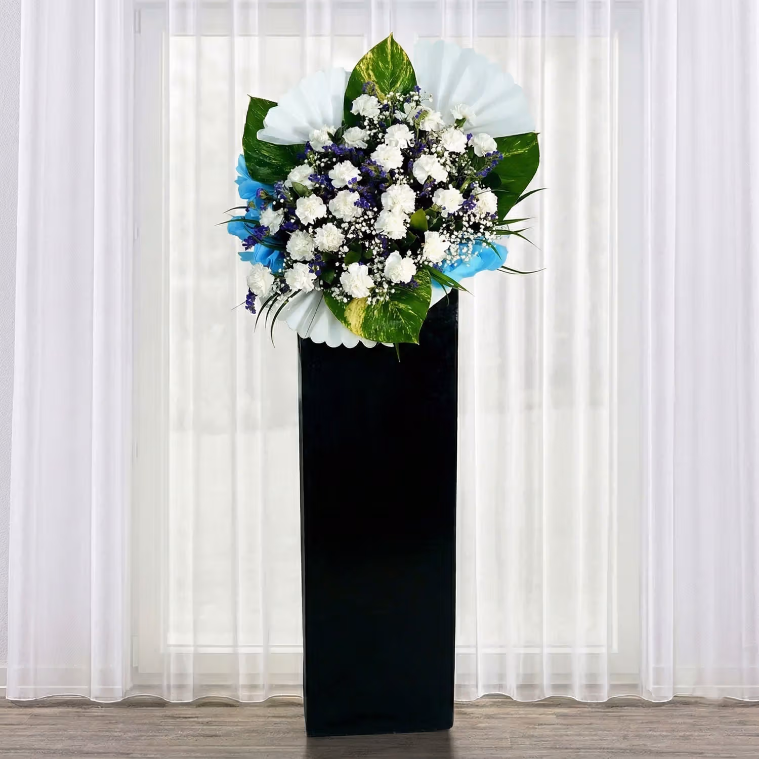Blessed Soul Condolence Mixed Flowers Black Stand