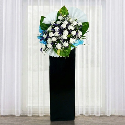 Blessed Soul Condolence Mixed Flowers Black Stand