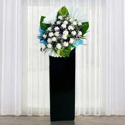 Blessed Soul Condolence Mixed Flowers Black Stand
