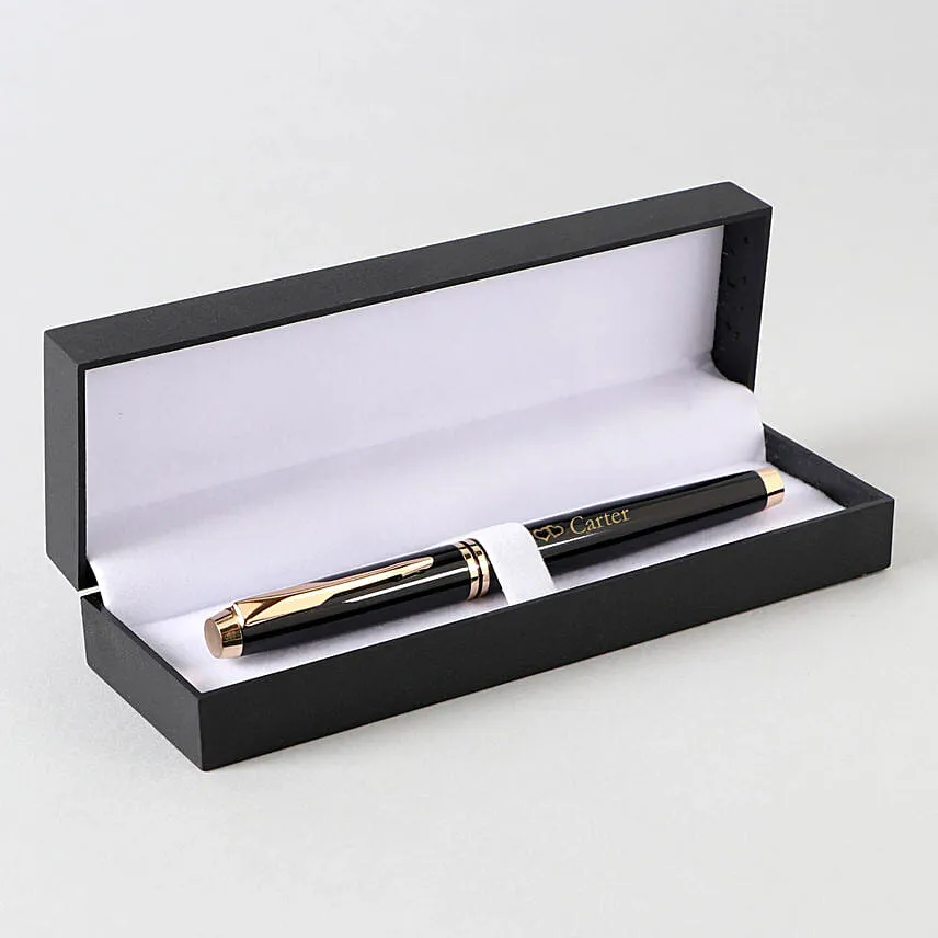 Personalised Stylish Black Roller Pen