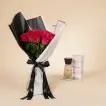 Luxurious Dark Pink Rose Bouquet with Burberry London Perfume for Her
