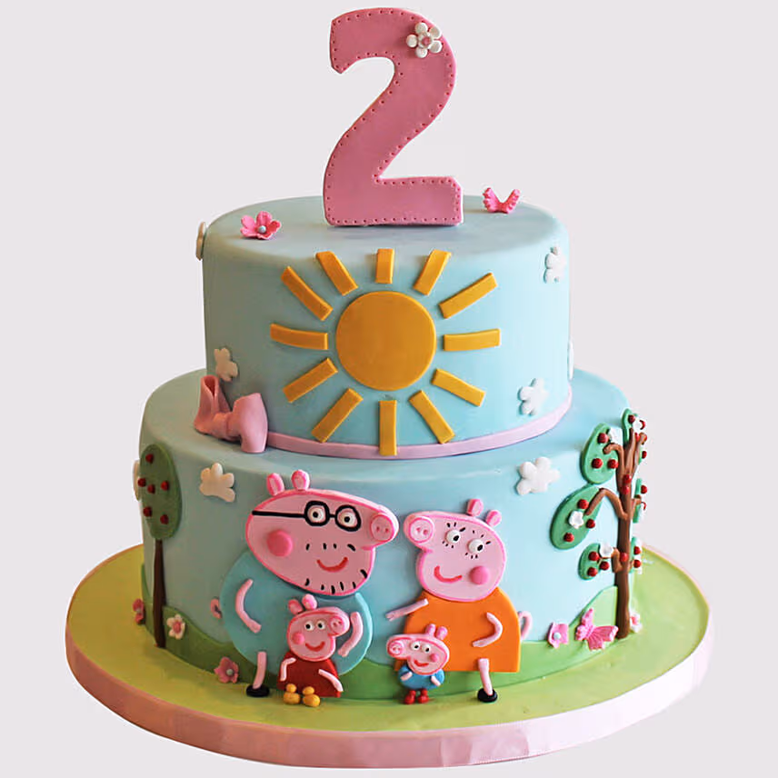 2 Tier Peppa Pig Themed Truffle Cake