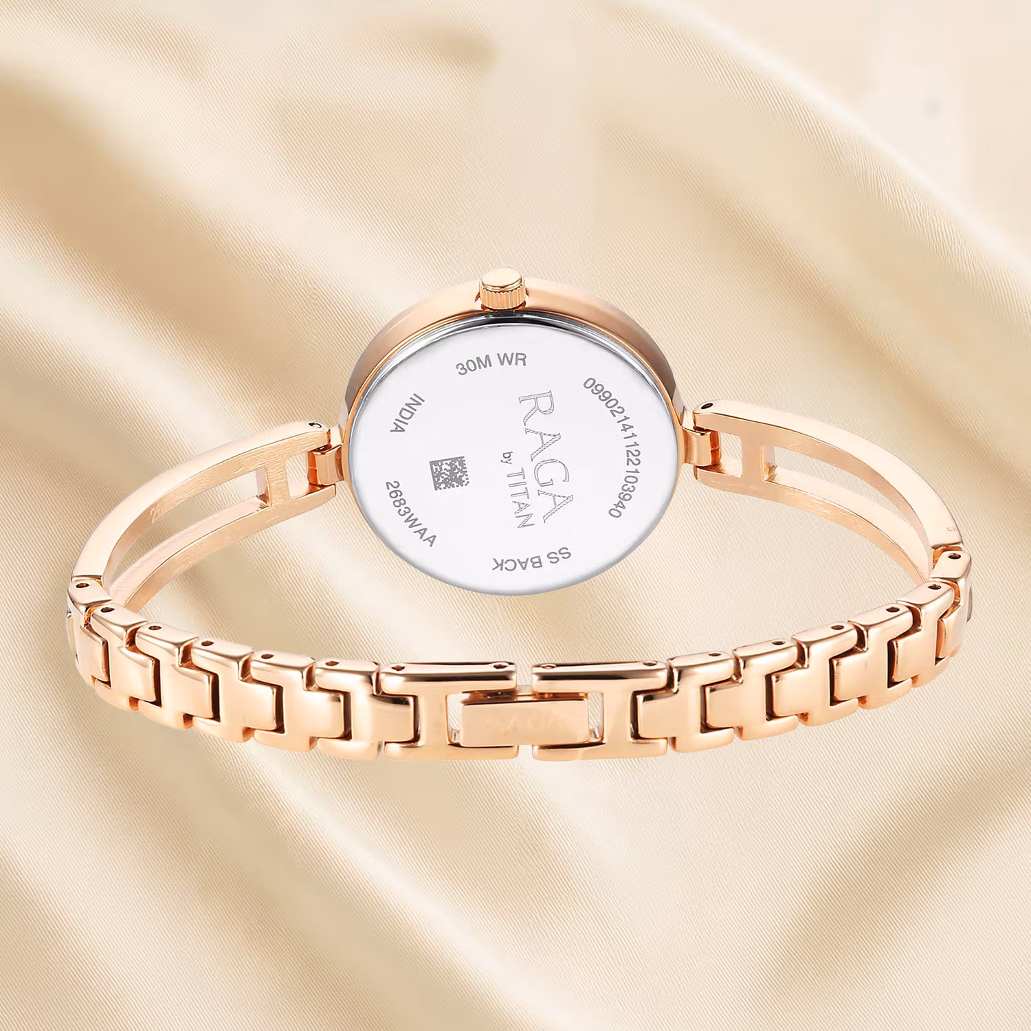 Titan Raga Viva Women's Analog Watch with Date, White Dial, Rose Gold Metal Strap