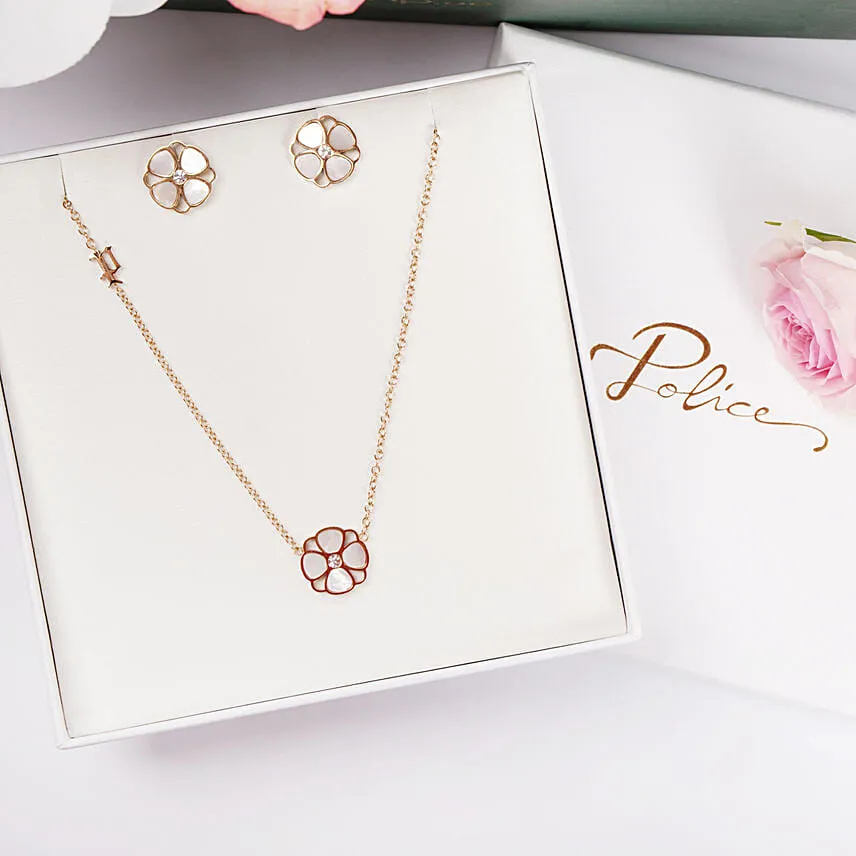 Mother of Pearl Floral Jewellery Set Gift Tray For Her