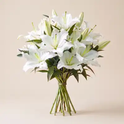 Elegant Bouquet of 10 White Lily Loose Stems