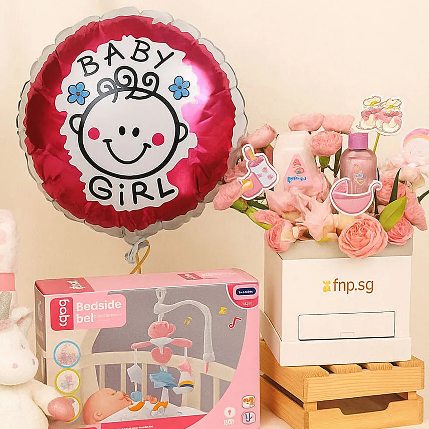 Its a Baby Girl Flowers balloon and giftset