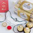 Exquisite Sapphire Serenity Peacock Rakhi with Ferrero Rocher Delight