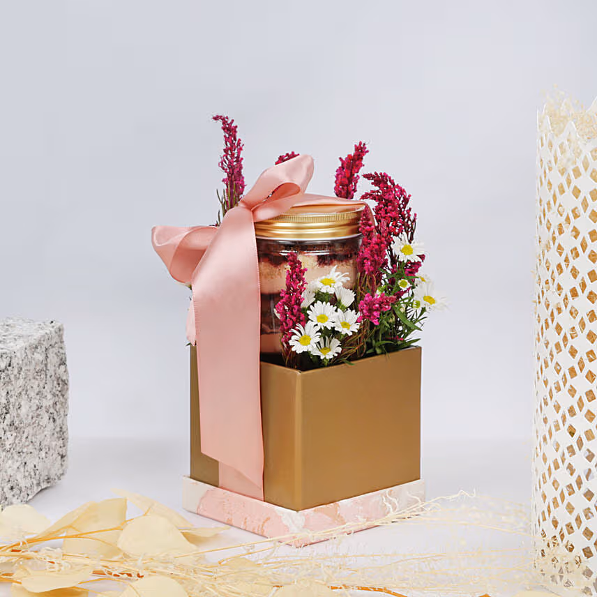 Flowers and Jar Cake Combo