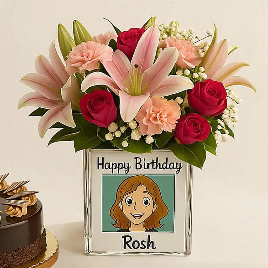 Personalise Your Ghibli Birthday Cake And Flowers