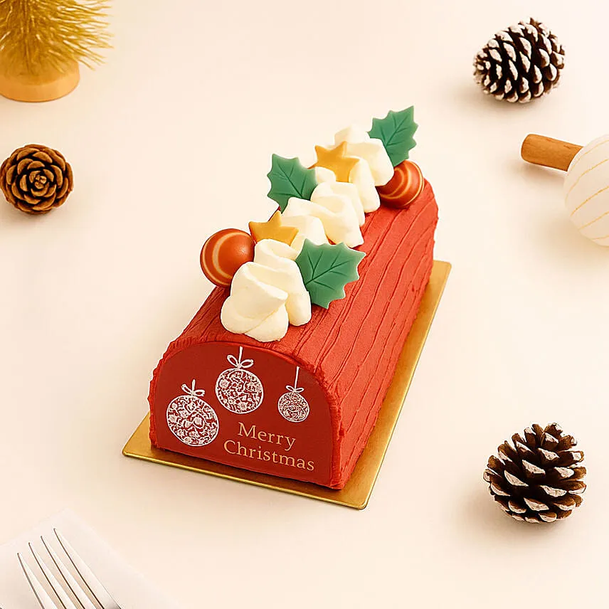Dubai Chocolate Christmas Log Cake - 800g
