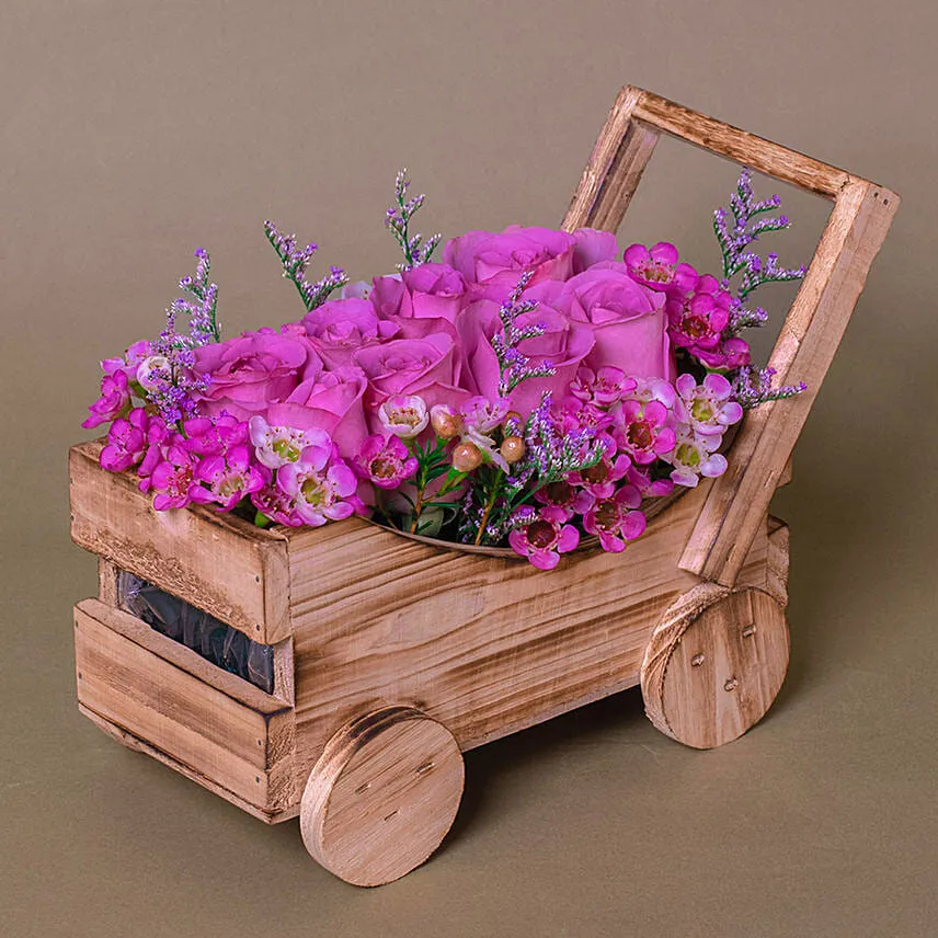 Purple Roses Arrangement In Cart Add