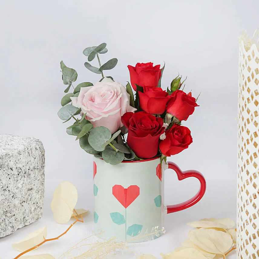 Flowers in Mug with Moet