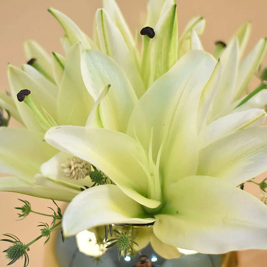 Classy Yellow Lily Fish Bowl Vase