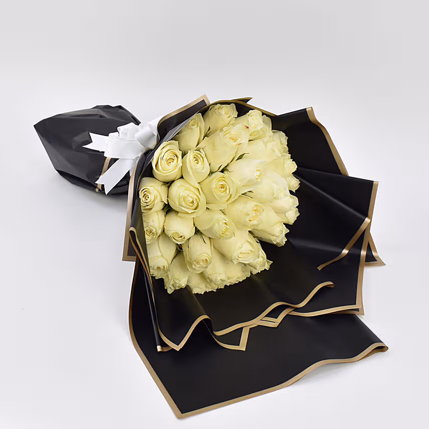 35 White Roses Bouquet