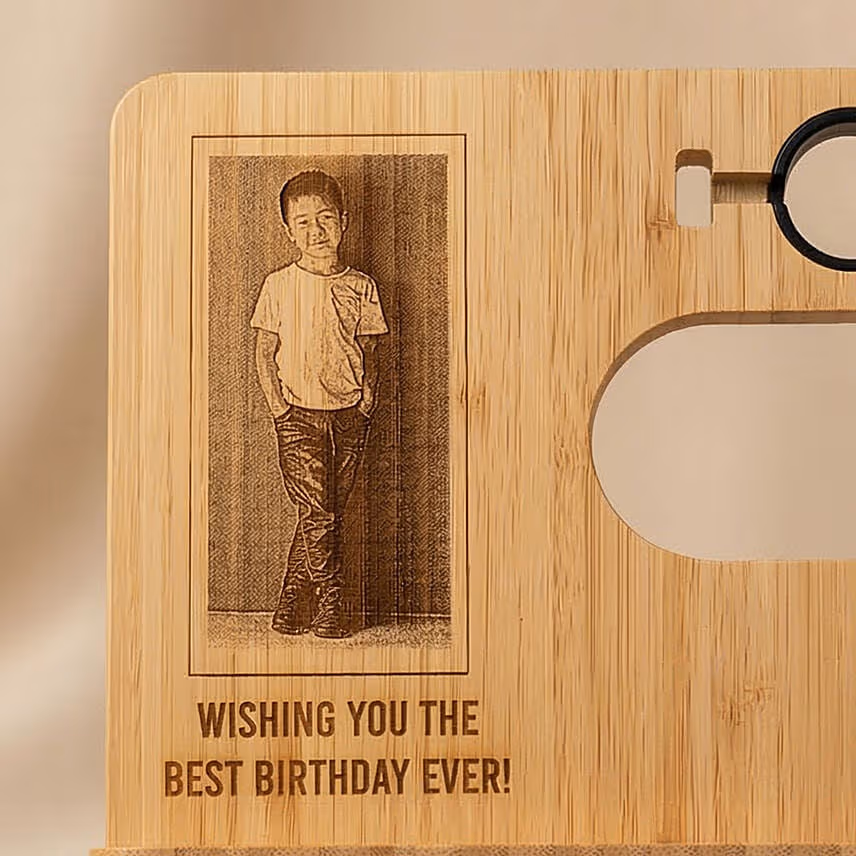 Personalised Engraved Wooden Mobile Stand