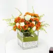 Fiery Strength: Vibrant Orange Chrysanthemum and White Rose Arrangement