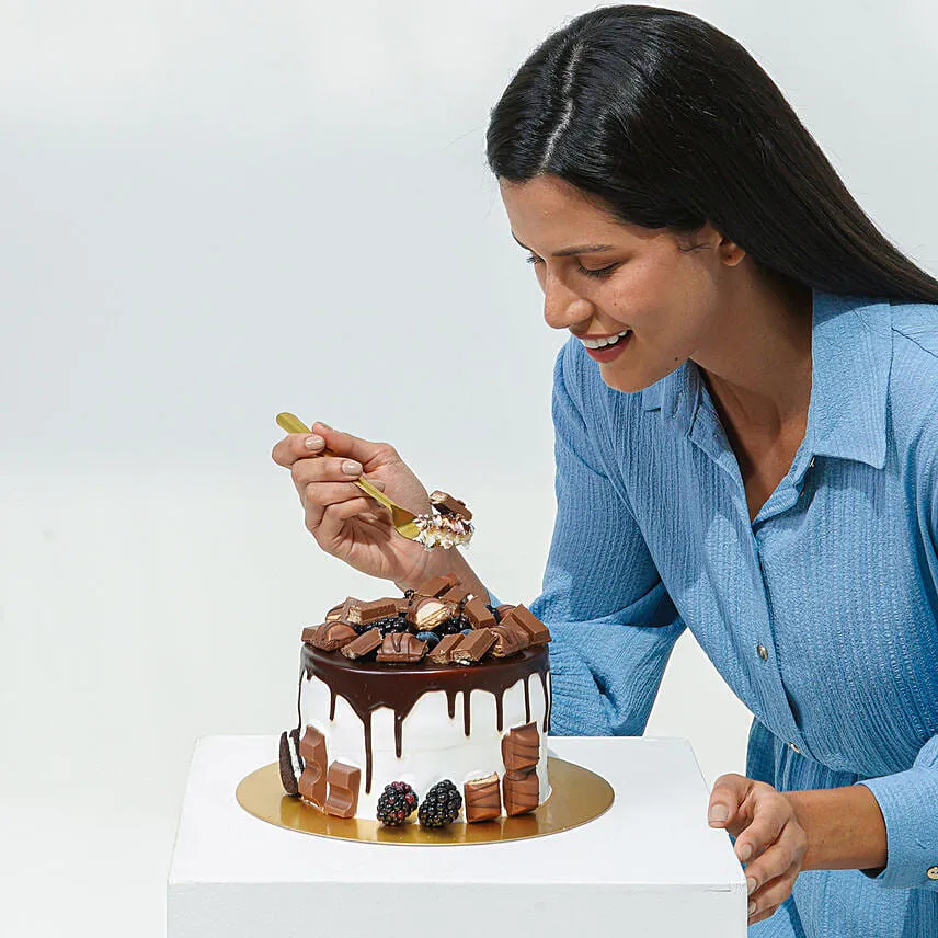 Delicious Choco Vanilla Cake with Balloons