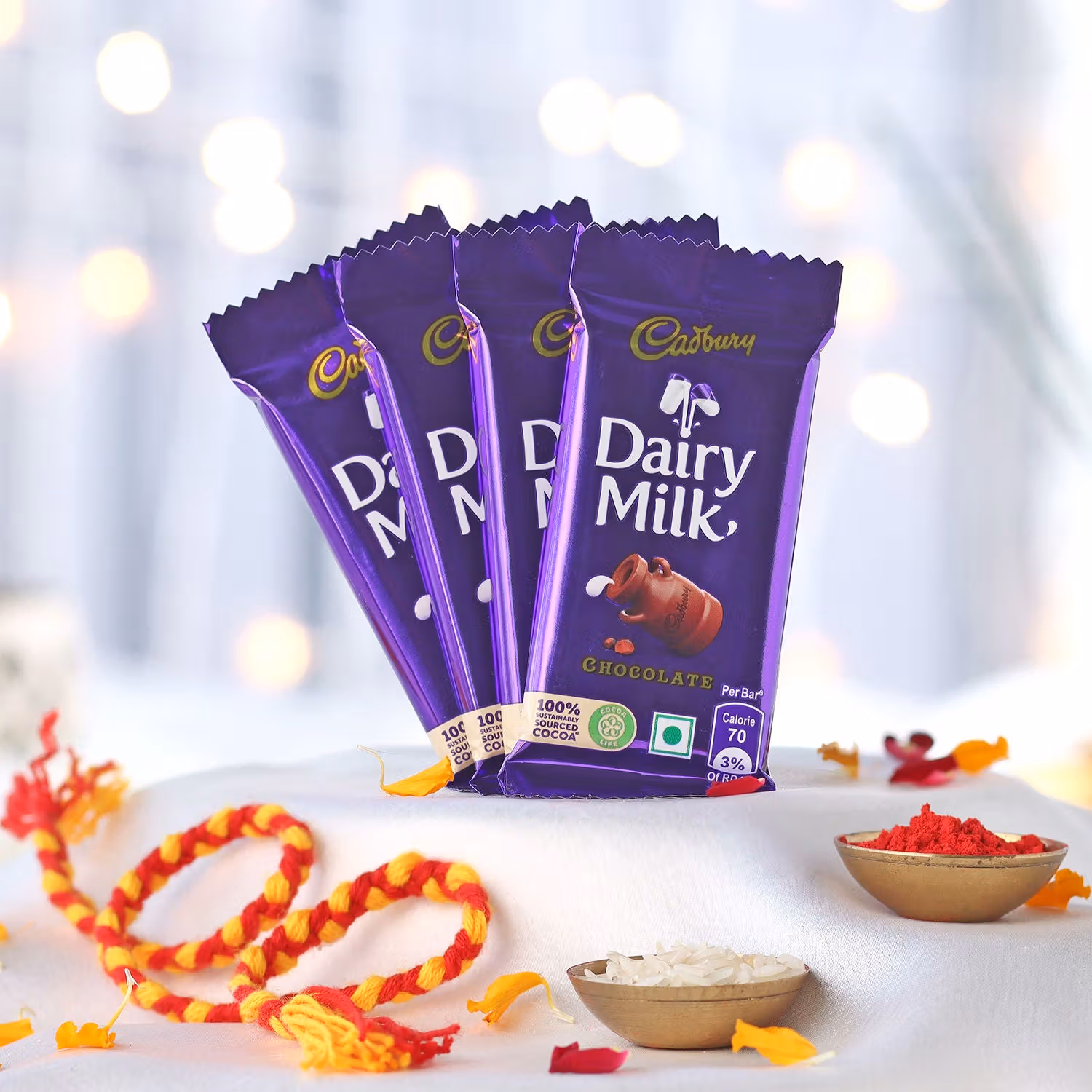 Bhai Dooj Special: Mauli Thread and Dairy Milk Chocolate Combo