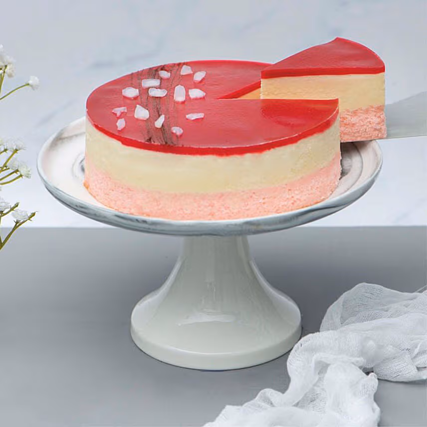Raspberry Lychee Rose Cake With Beautiful Jade Plant
