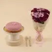 Chrysanthemums Flower Bouquet Gift Set for Her - With Chocolate Cake and Mug