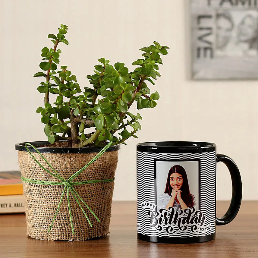 Jade Plant Personalised Black Bday Mug With Ferrero Rocher