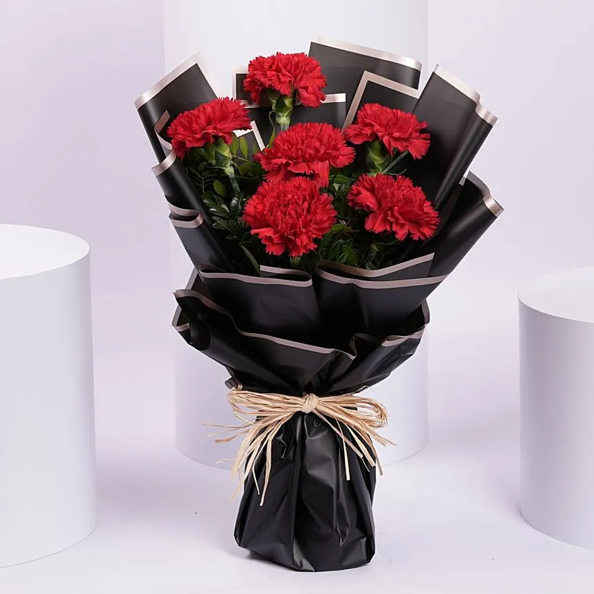 6 Red Carnation Bouquet