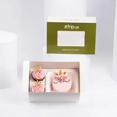 Enchanting Unicorn-Themed Bento Cake and Cupcake Set