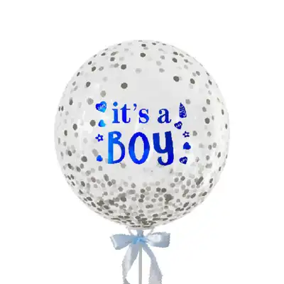 Its A Boy Glitter Confetti Balloon