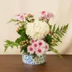 White Hydrangea n Mum Flower Vase