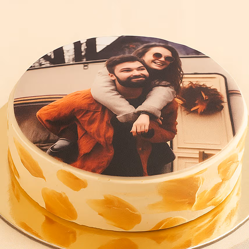 caramel Anniversary Photo Cake 500gm