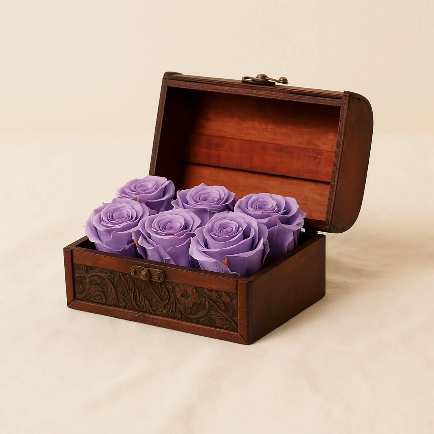 Purple Preserved Roses Treasured Box