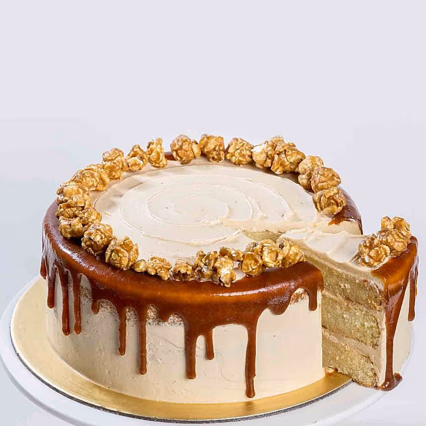 Salted Caramel Popcorn Cake