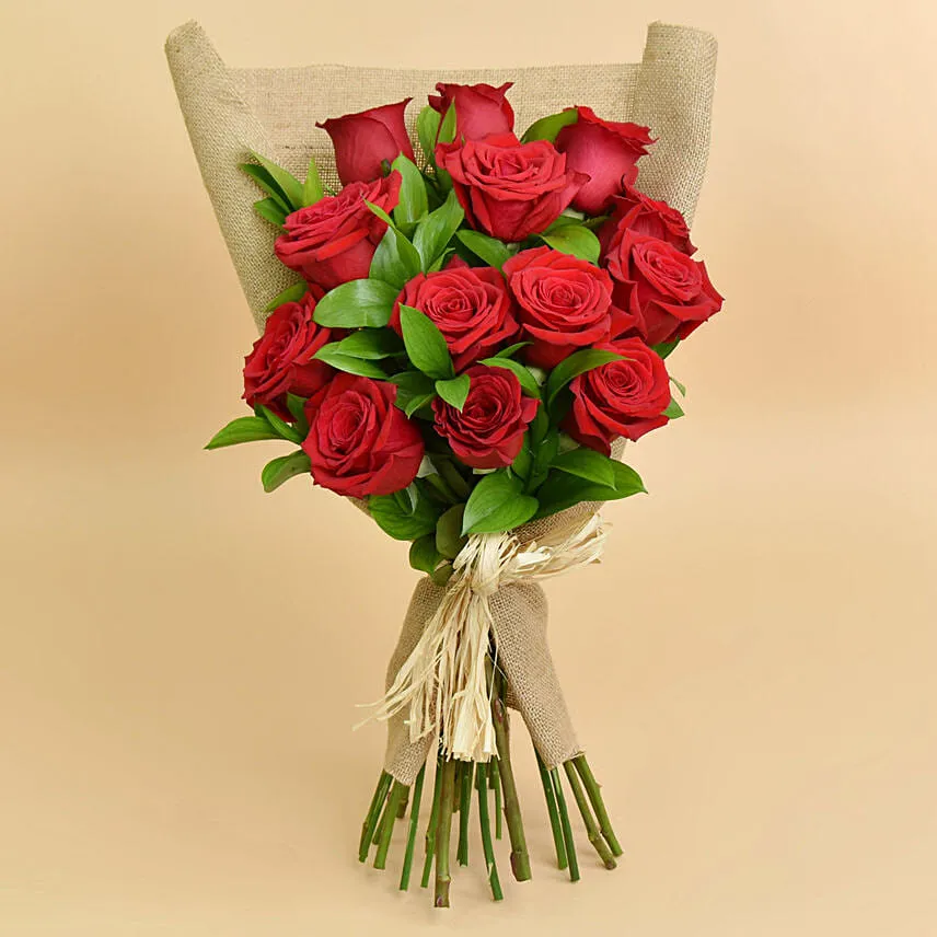 12 Red Roses Love Bouquet For 520 V-day