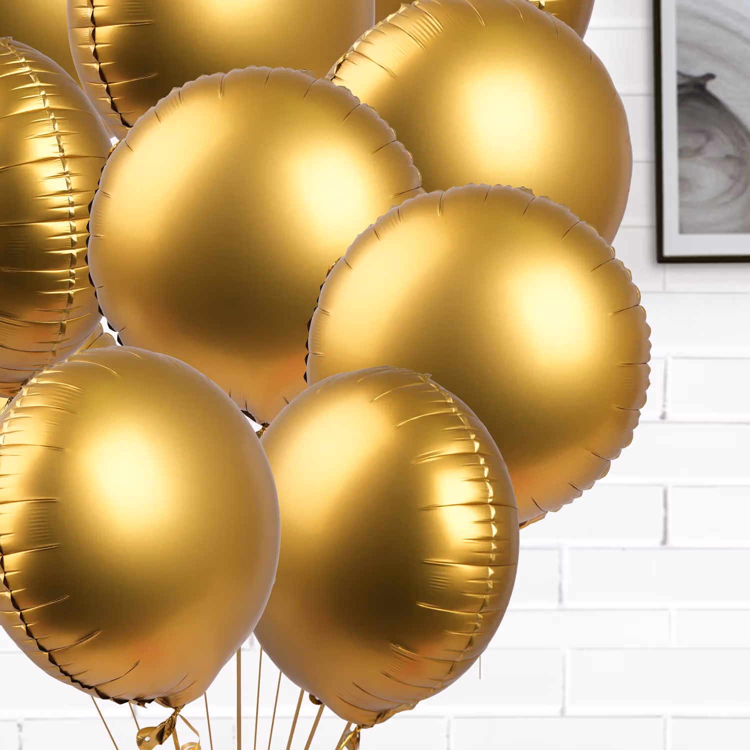 Helium Filled 10 Golden Foil Balloons