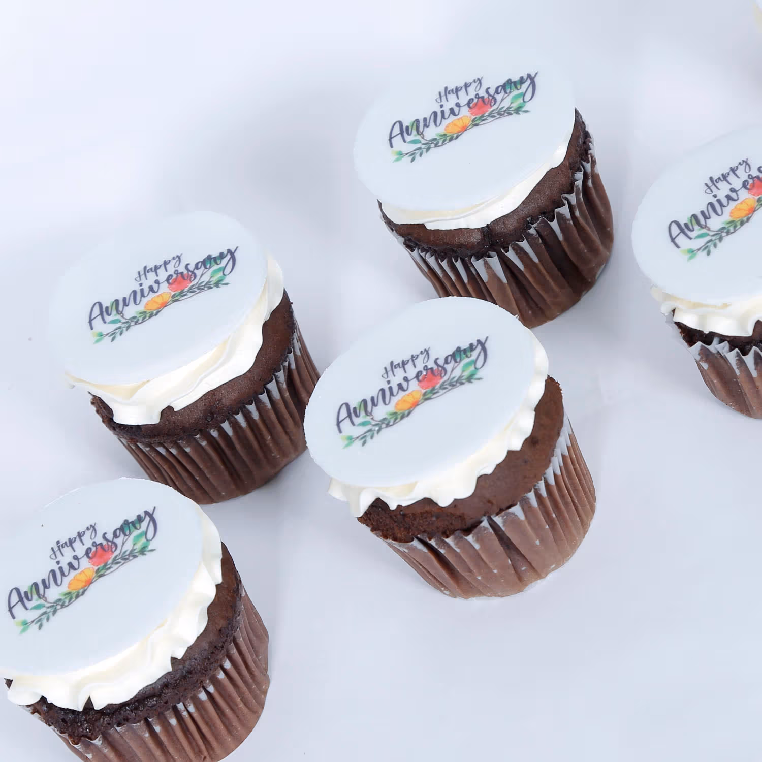 Delicious Chocolate Happy Anniversary Cupcakes - Pack of 6