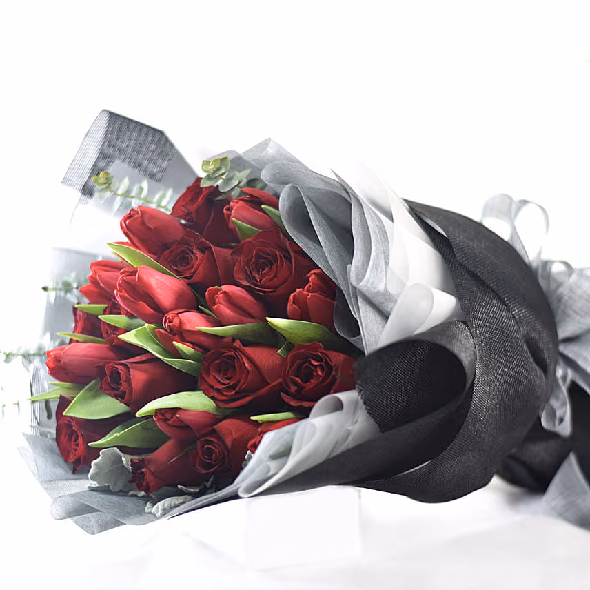 Gracefully Yours Roses & Tulips Bouquet