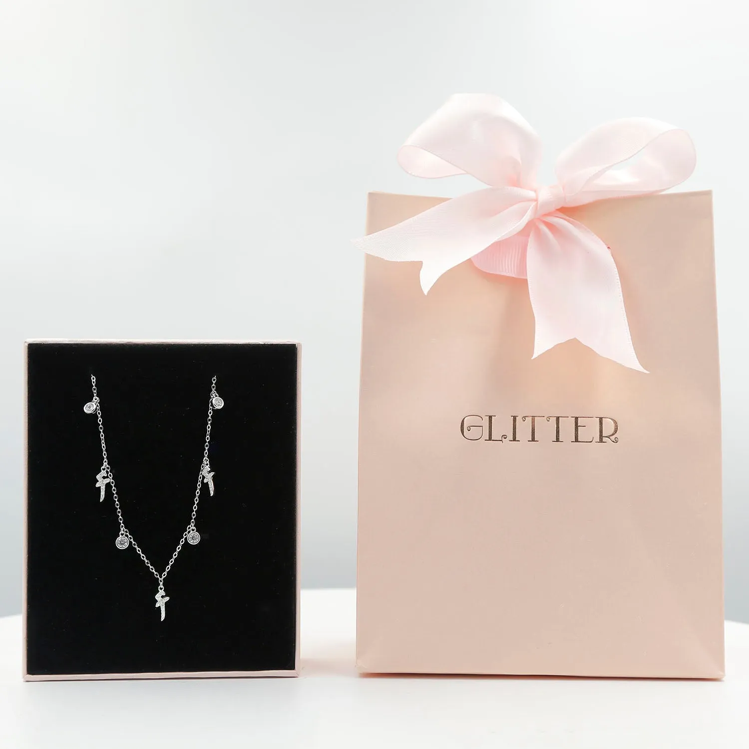 Elegant Sterling Silver Necklace with Arabic Letter A & Crystal Accents