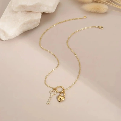 Elegant Gold-Plated Lock & Key Necklace - Romantic Jewelry