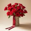 Eternal Velvet Red Rose Bouquet with Elegant Vase