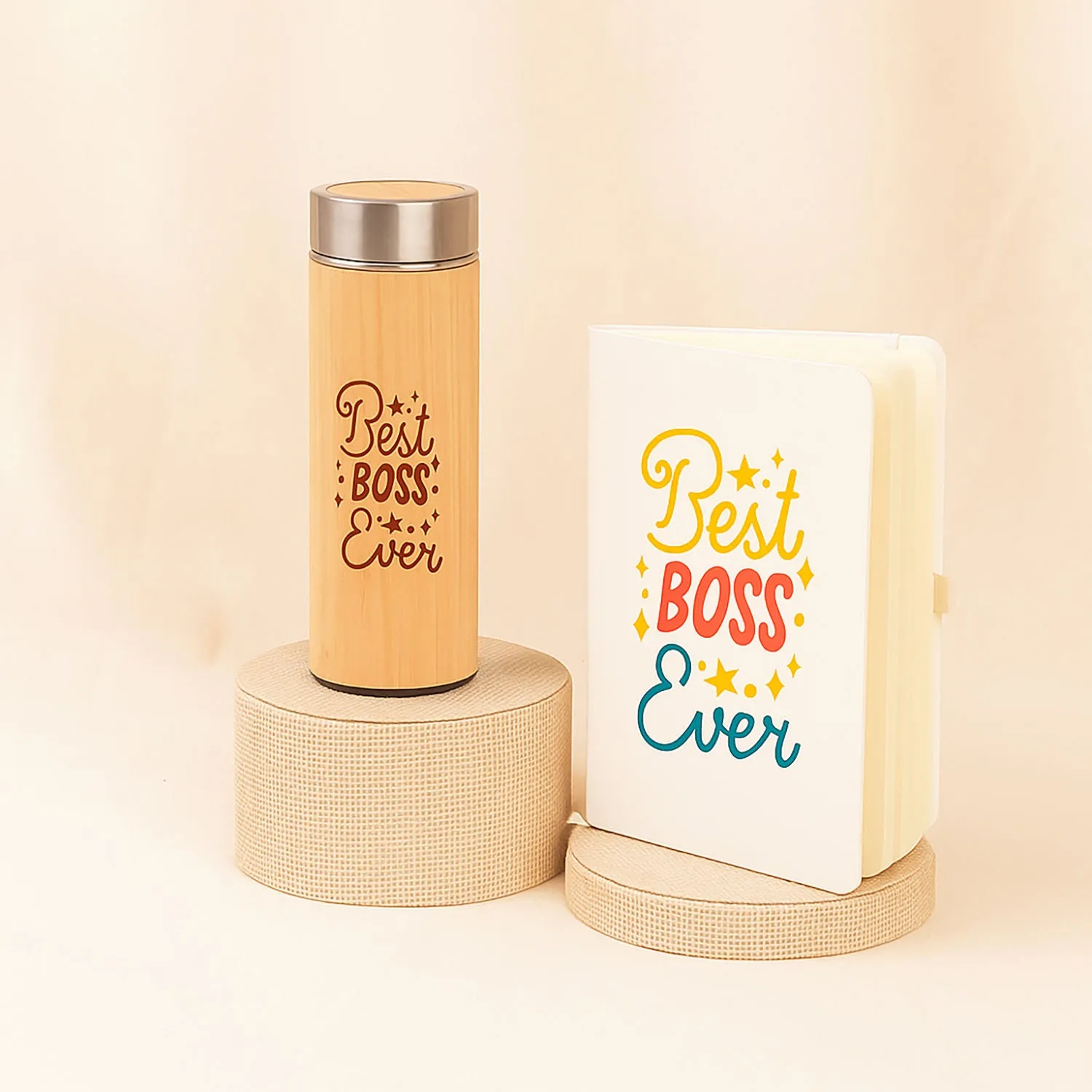 Boss Day Gifts | Notebook n Bamboo Bottle
