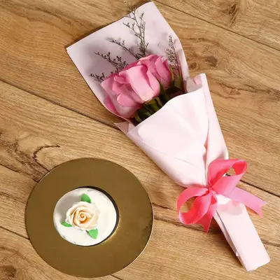Elegant Pink Roses Bouquet with Designer Mono Cake - Perfect Duo for Special Moments