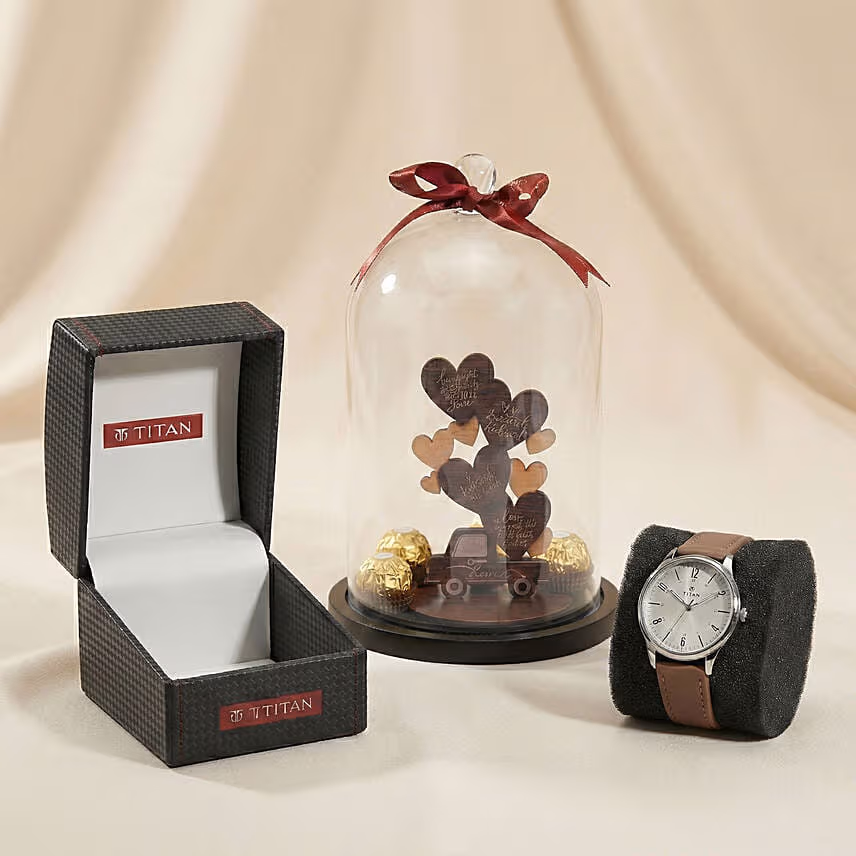 Love Journey Cutout with Watch and Rochers for Him